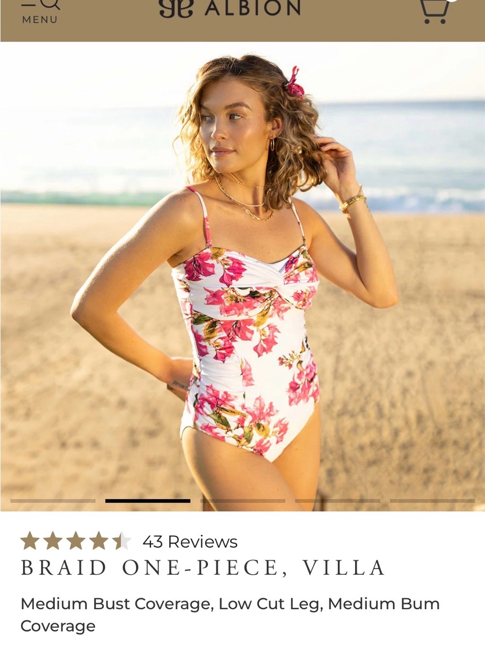 Albion White One-Piece Swimsuit with Pink Floral Print